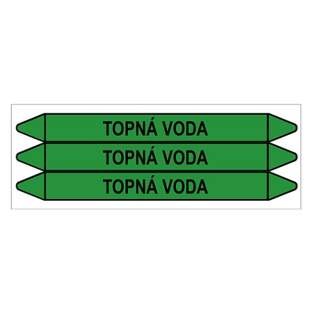 Značení potrubí, topná voda,3 ks, 355 × 37 mm